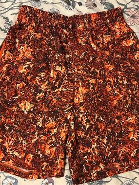 Nike Boys Orange and Brown Patterned Athletic Shorts